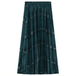 Accordion Pleated Printed Leather Midi Skirt