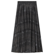 Accordion Pleated Printed Leather Midi Skirt