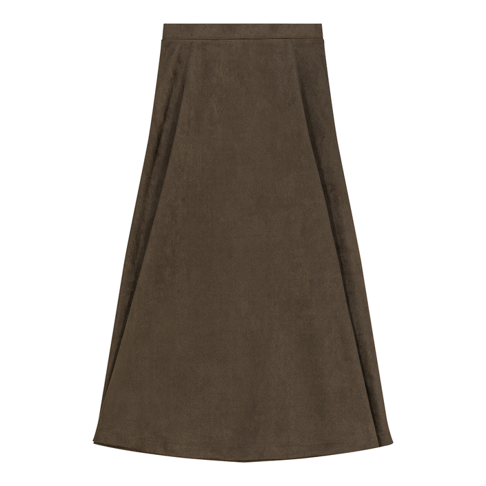 Suede A-Line Midi Skirt
