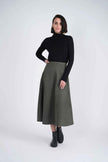 Suede A-Line Midi Skirt