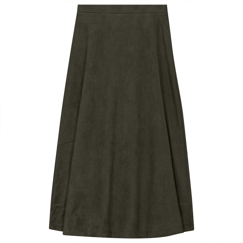 Suede A-Line Midi Skirt