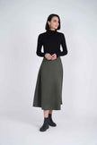 Suede A-Line Midi Skirt