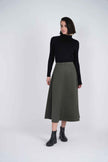 Suede A-Line Midi Skirt