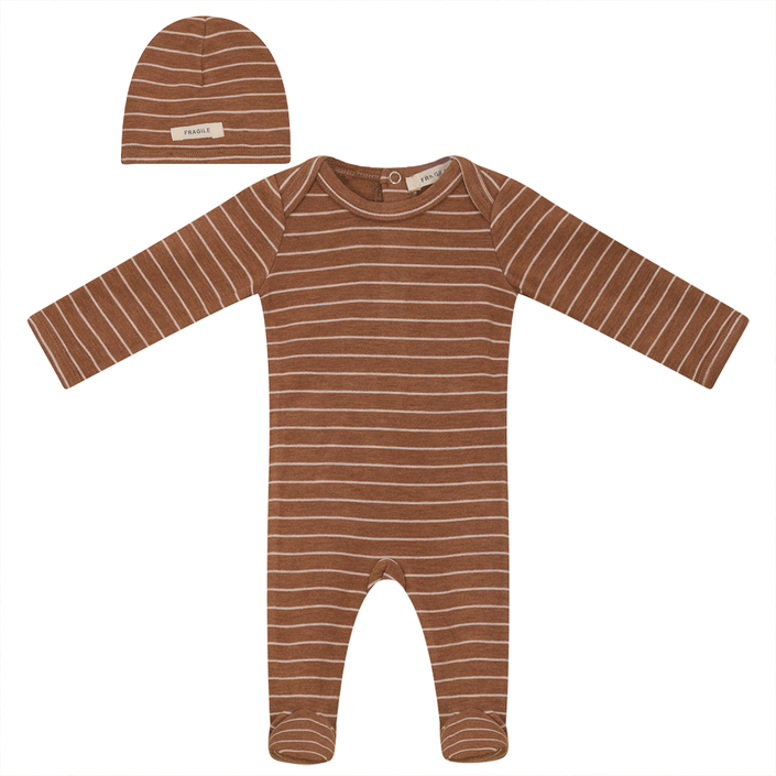 Stripe Stretch Knit Onesie with Hat