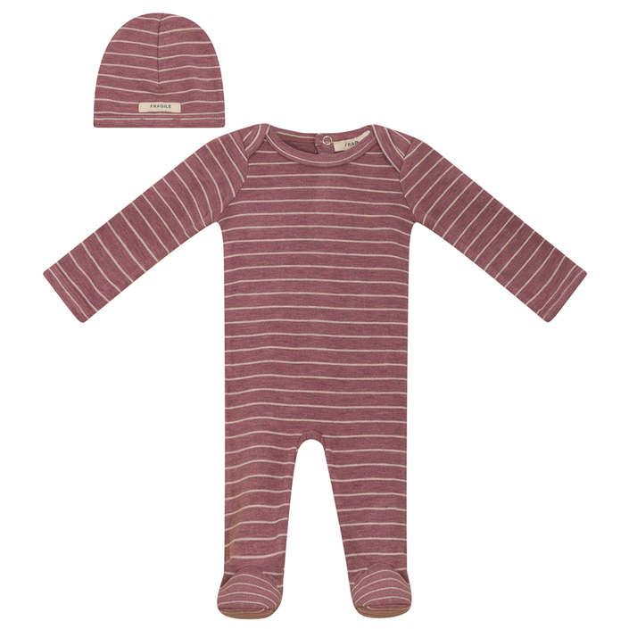 Stripe Stretch Knit Onesie with Hat