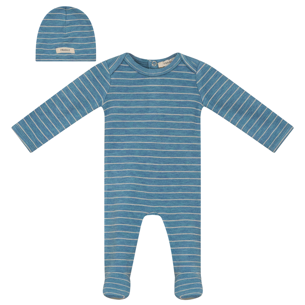 Stripe Stretch Knit Onesie with Hat