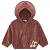 Velour Hoody Cardigan with Cherry Hook Stitchs