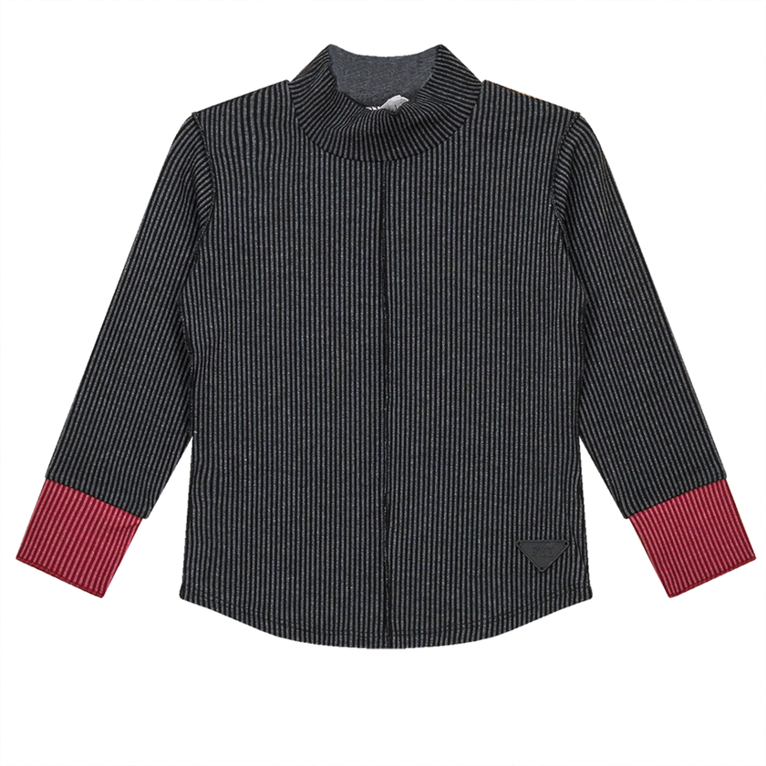 Ribbed Top with Contrast Cuff