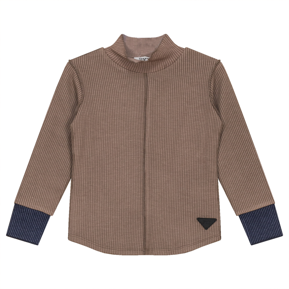 Ribbed Top with Contrast Cuff