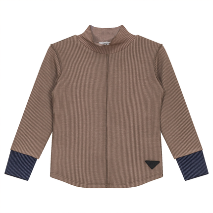 Ribbed Top with Contrast Cuff