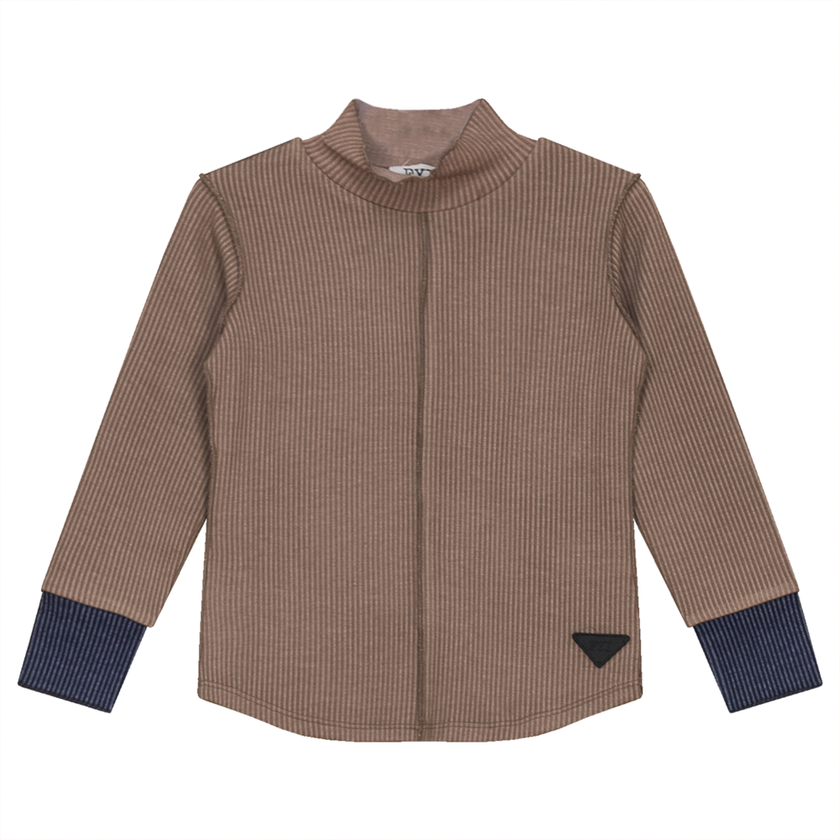 Ribbed Top with Contrast Cuff