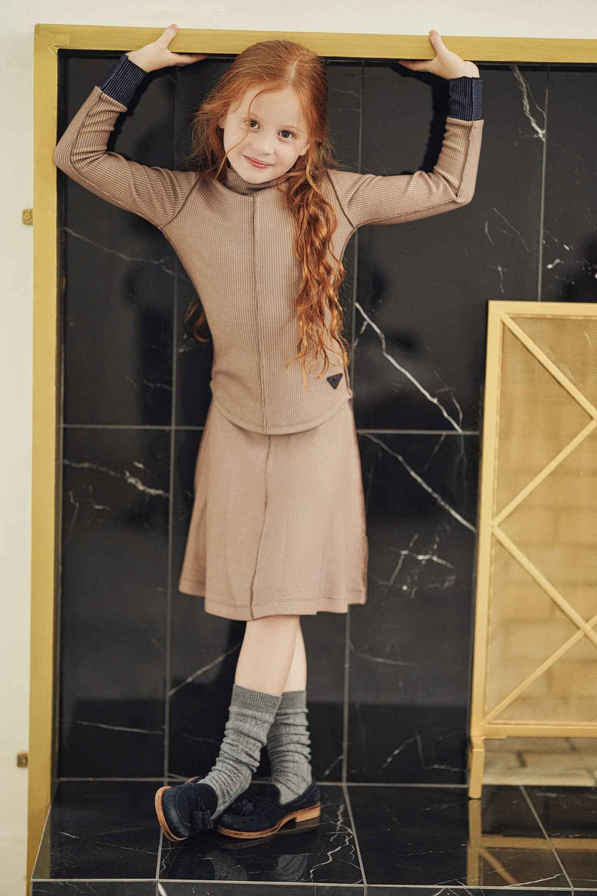 Ribbed Top with Contrast Cuff