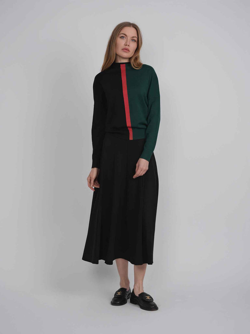 Mock Neck Color Block Sweater