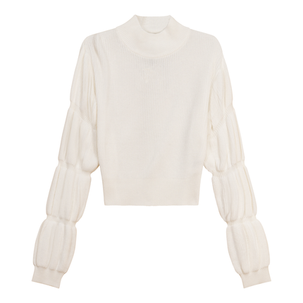 Ribbed Knit Mock Neck Sweater