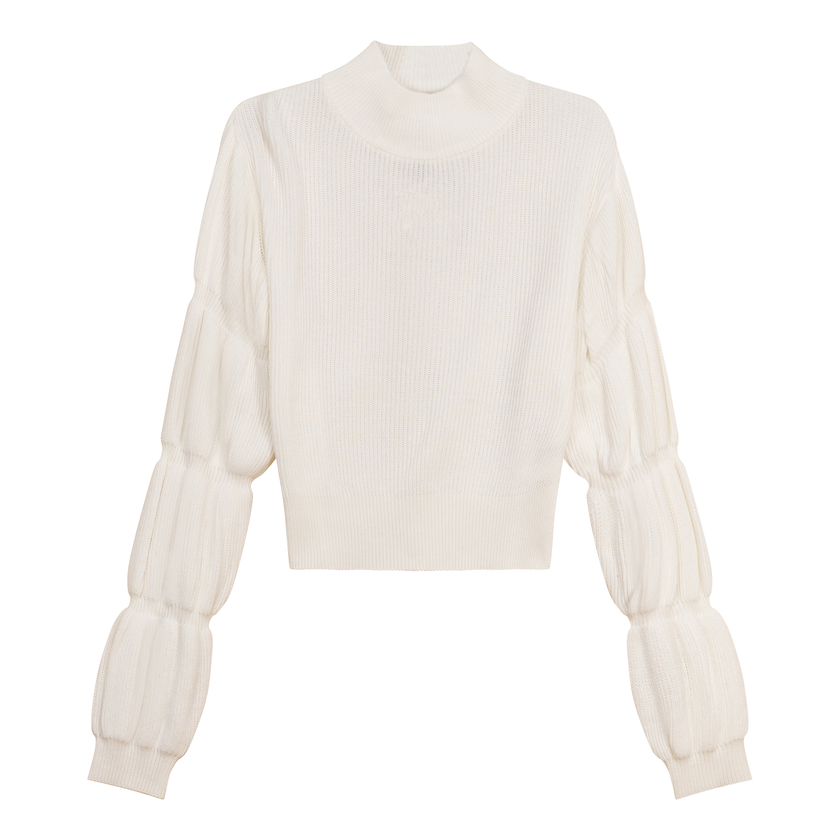 Ribbed Knit Mock Neck Sweater