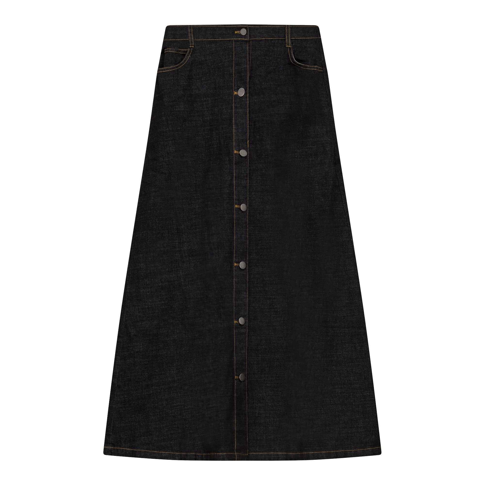 Maxi Denim Button Skirt
