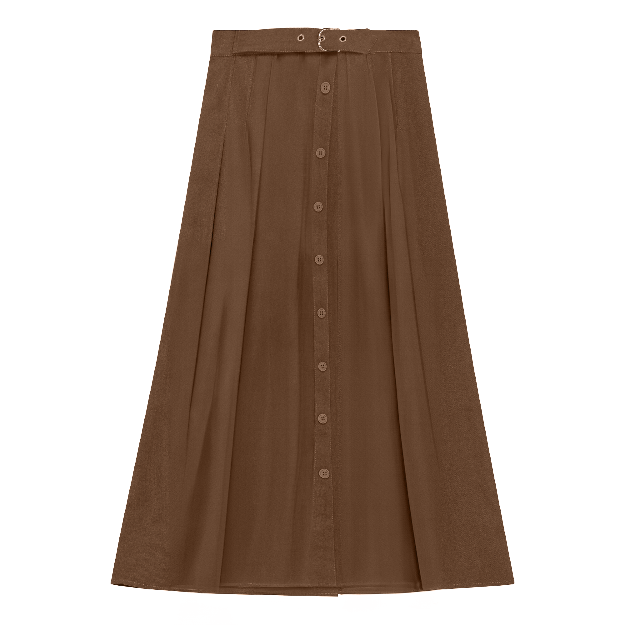 Side Pleated Wrap Midi Skirt