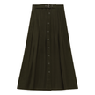 Side Pleated Wrap Midi Skirt
