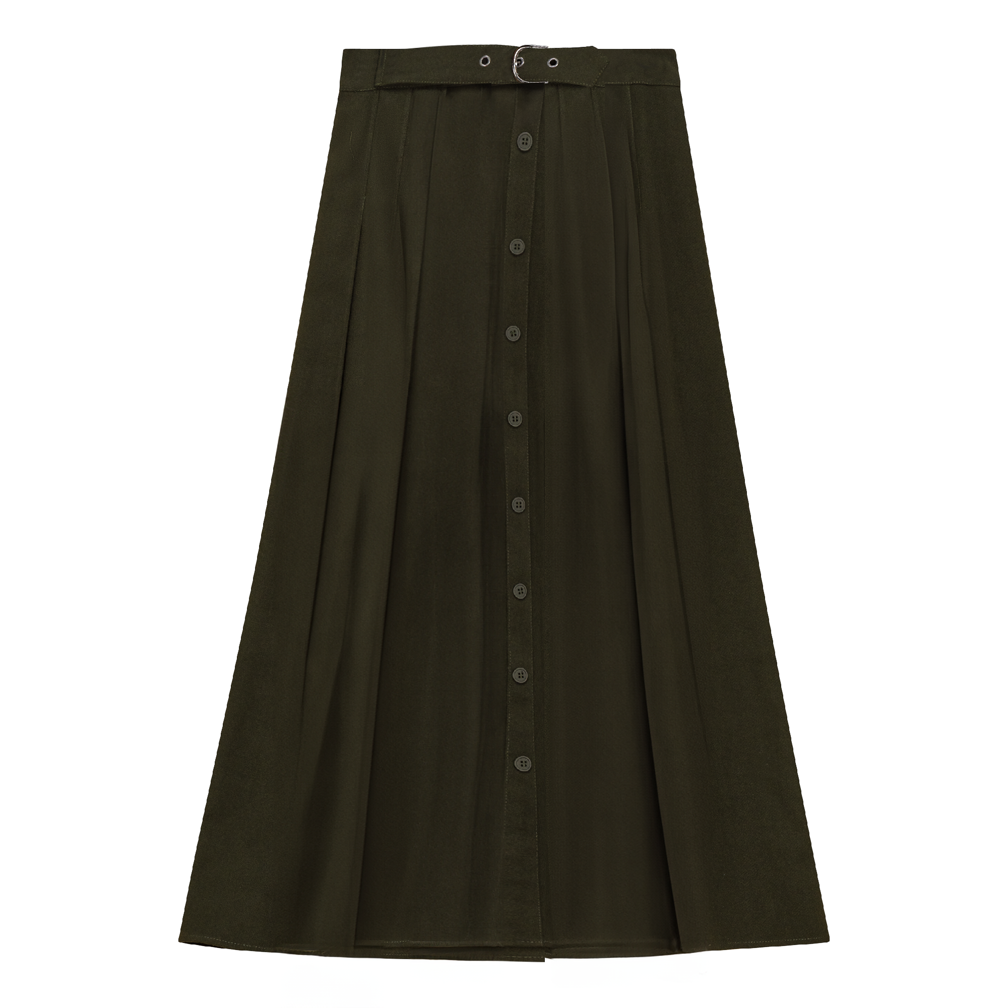 Side Pleated Wrap Midi Skirt