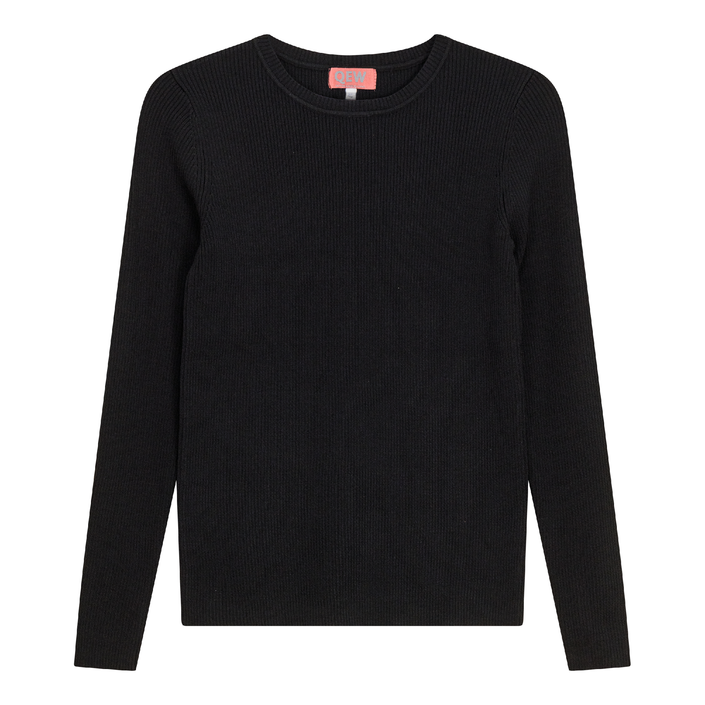 Ribbed Knit Crew Neck Sweater