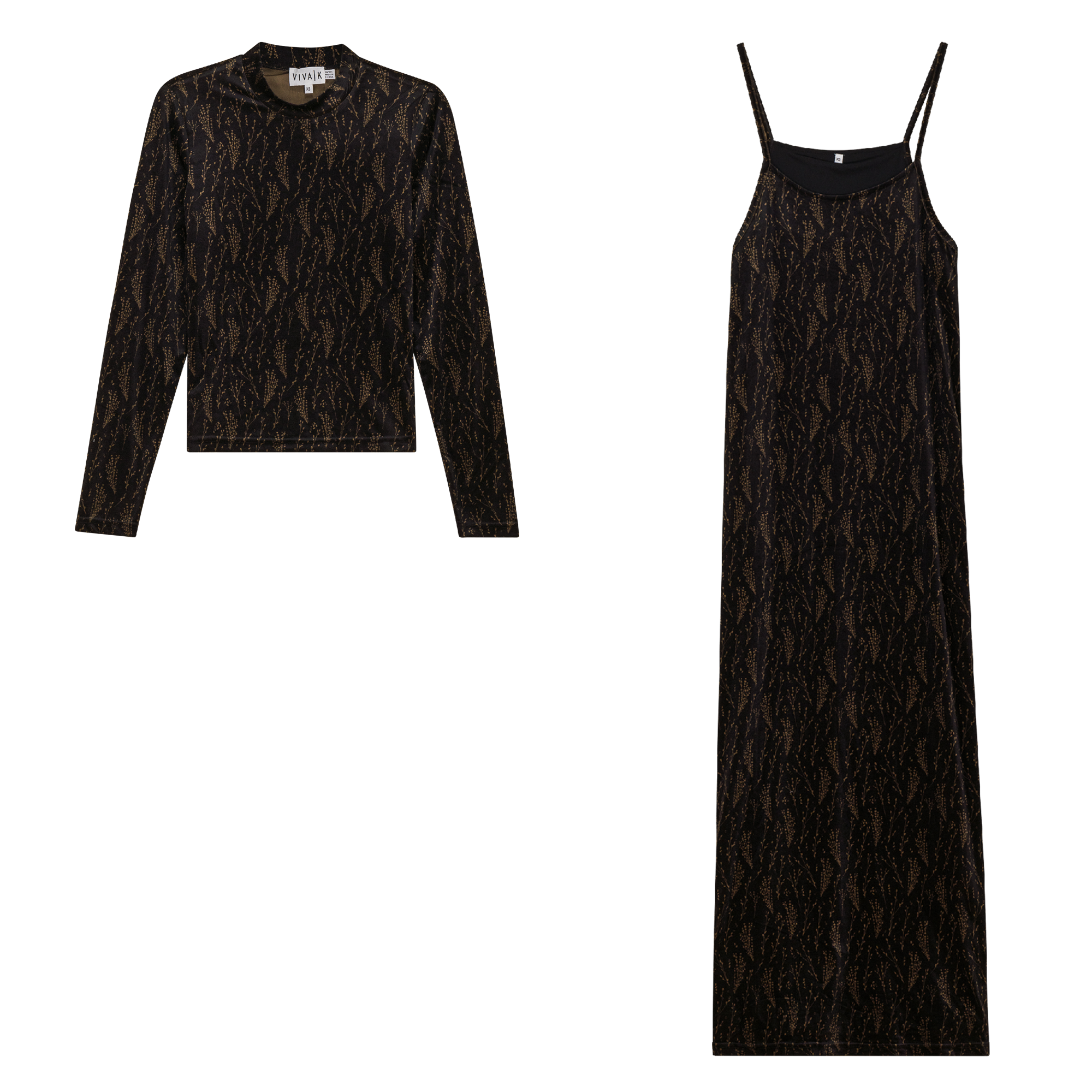 Printed Velour Jumper Mock Neck Set