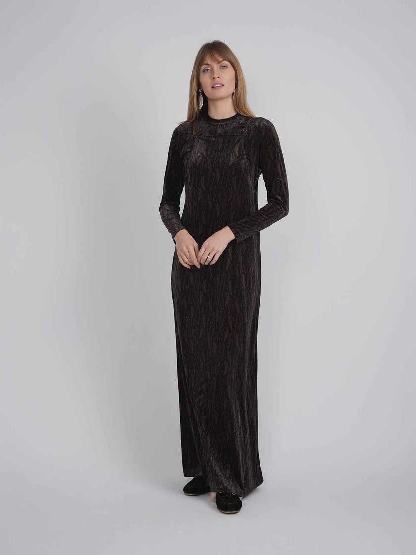 Printed Velour Jumper Mock Neck Set