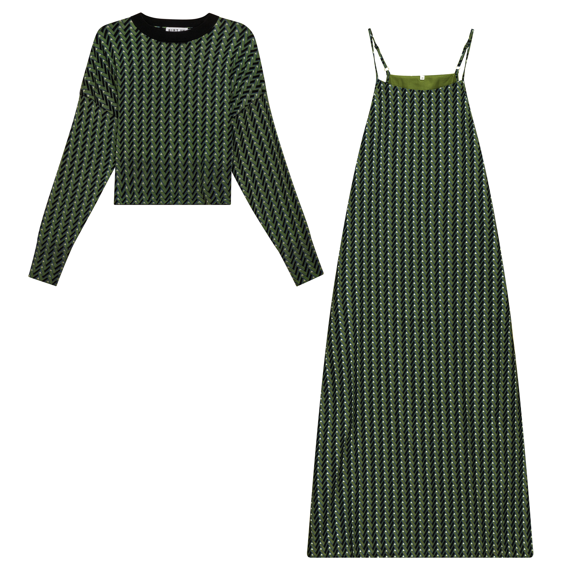 Printed Midi Jumper Set with Sweater