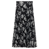 Printed Satin Accordian Pleated Midi Skirt