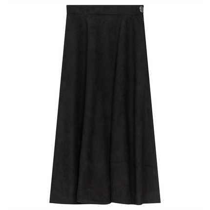 Midi A Line Suede Skirt