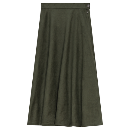Midi A Line Suede Skirt