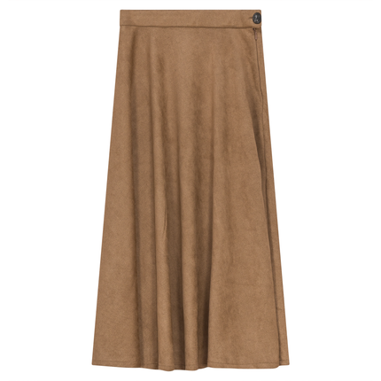 Midi A Line Suede Skirt