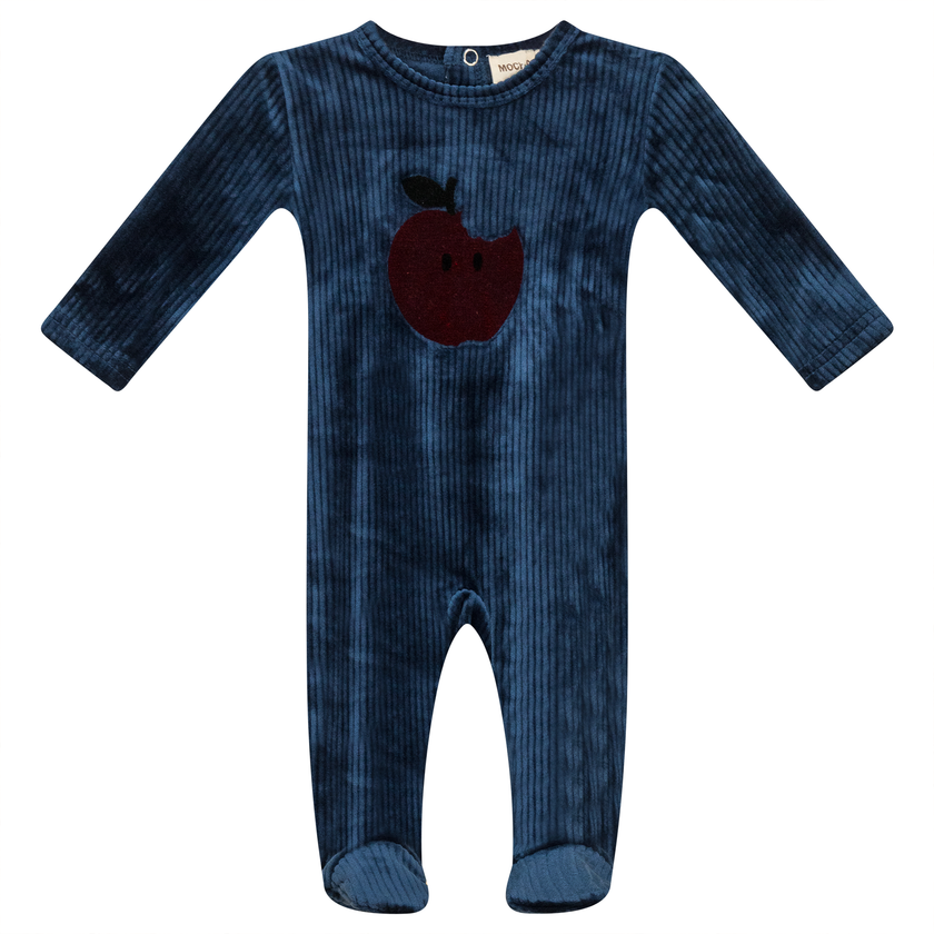 Apple Print Cotton Velour Onesie