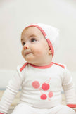 Velour Cherry Print Onesie with Hat