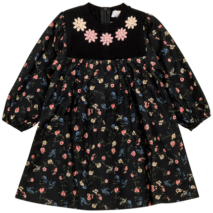 Flower Print Embroidered Dress