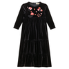 Flower Embroidered Velour Dress