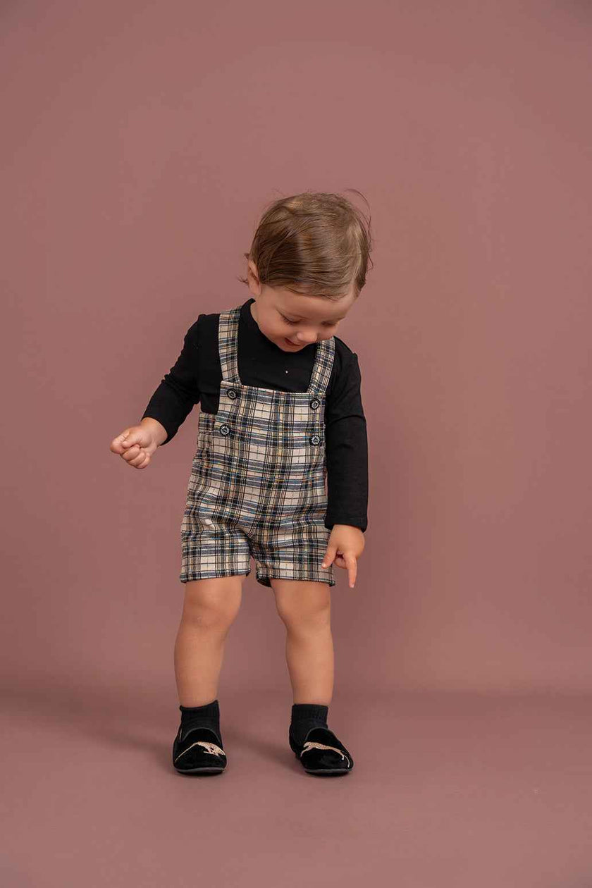 Plaid Short Overall