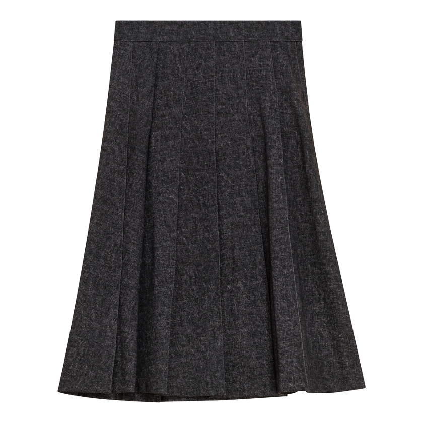 Mix Knit Knife Pleated Skirt