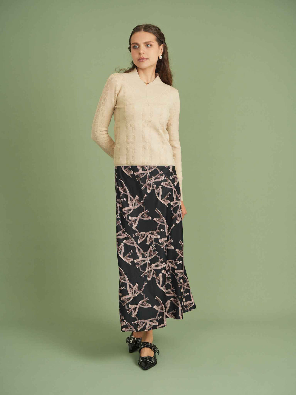 Woven Printed Maxi Skirt