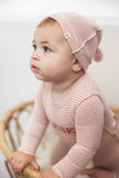 Bow Stitch Velour Onesie with Hat