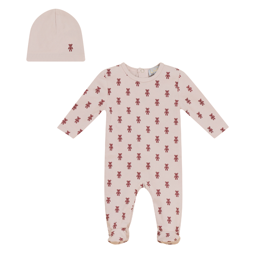 Bear Print Onesie with Hat