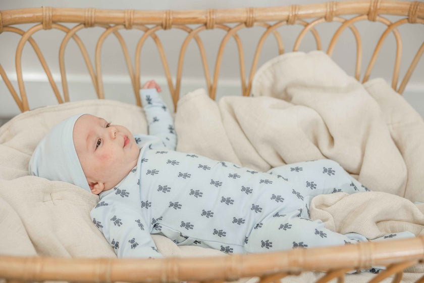 Bear Print Onesie with Hat
