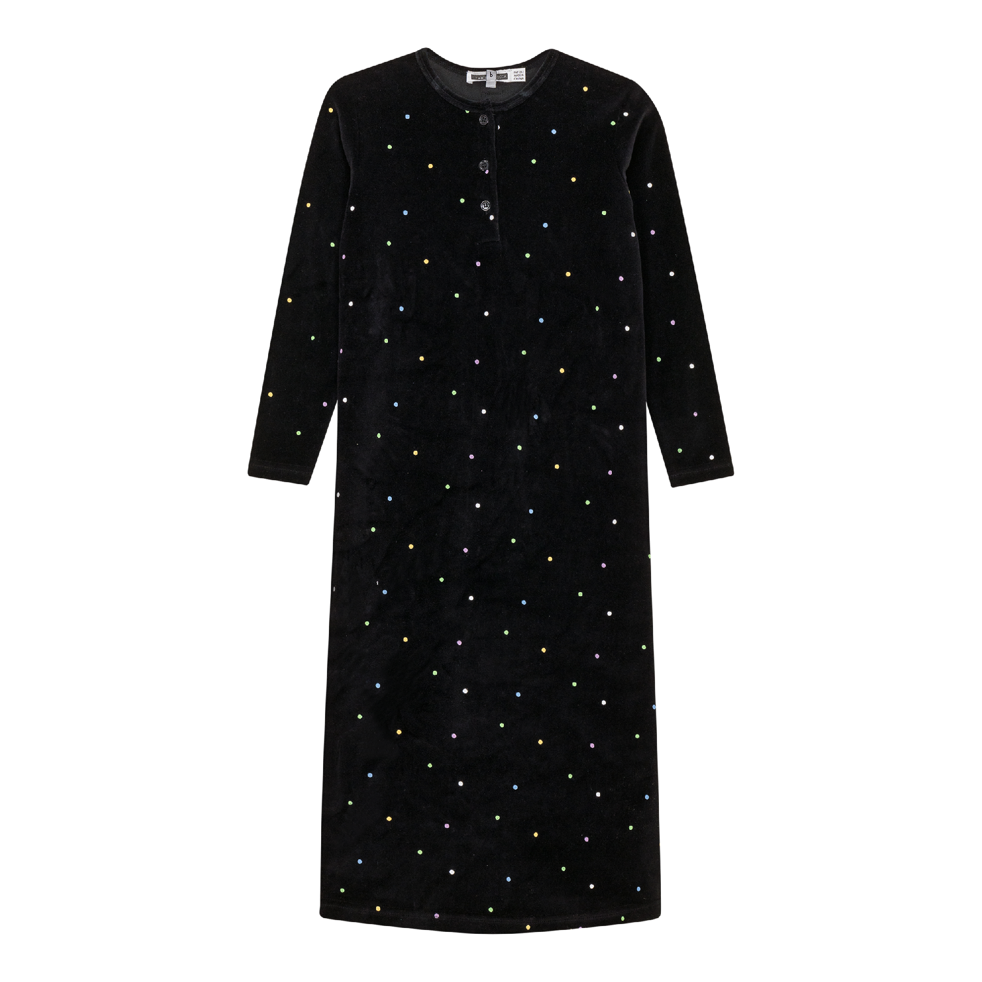 Dot Print Velour Dress