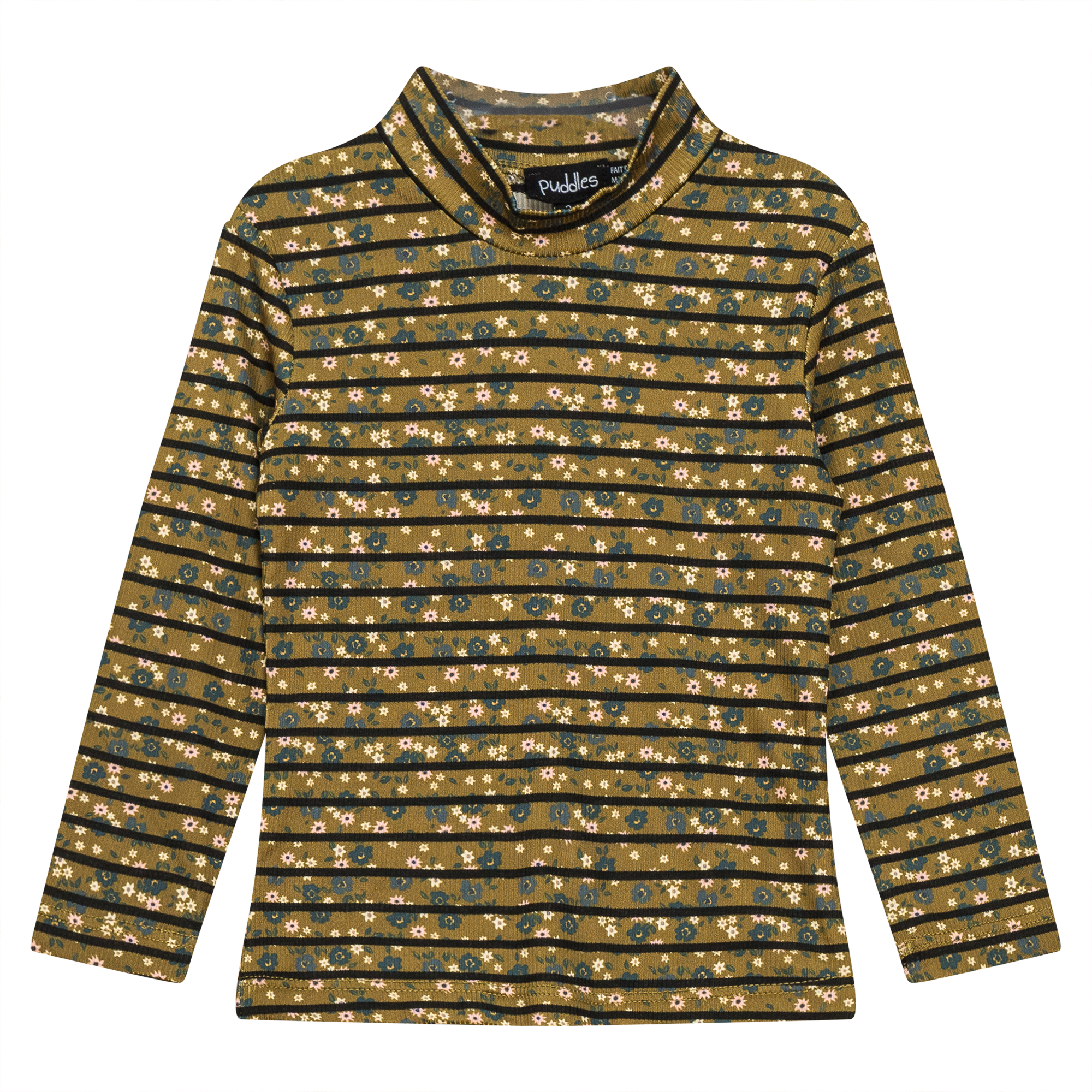 Stripped Rib Mock Neck Top