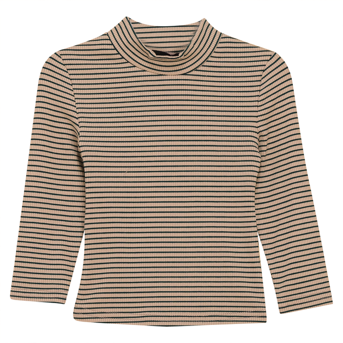 Stripped Mock Neck Top