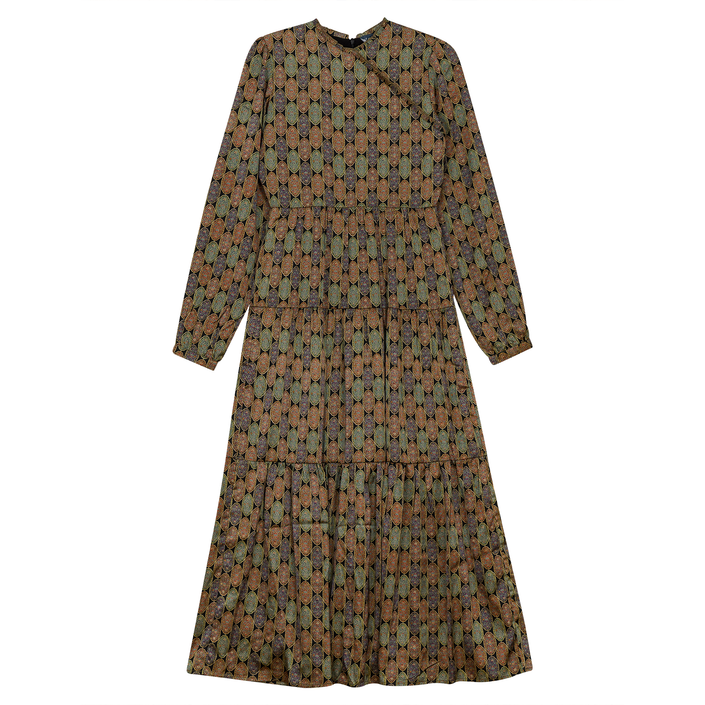 Printed Satin Wrap Dress