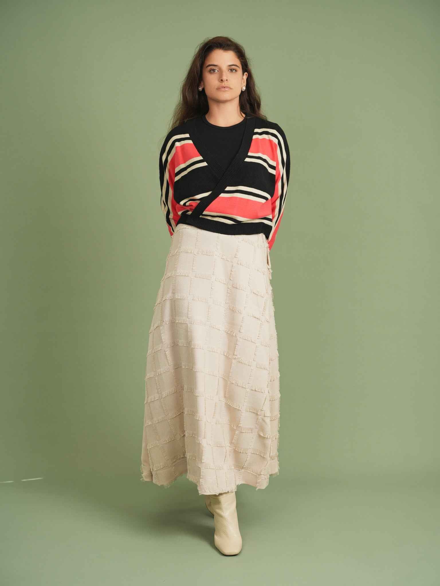 Woven Fringe Wrap Skirt