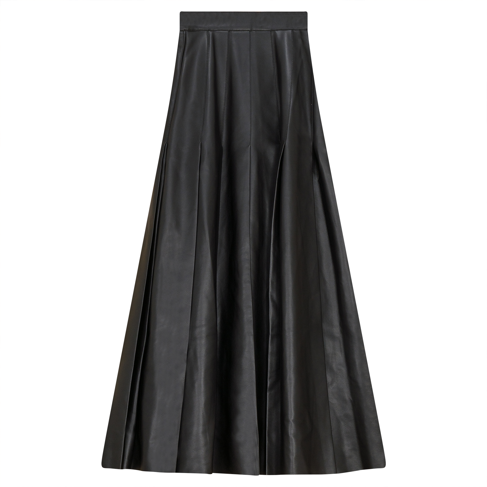 Leather Pleated Midi Skirt