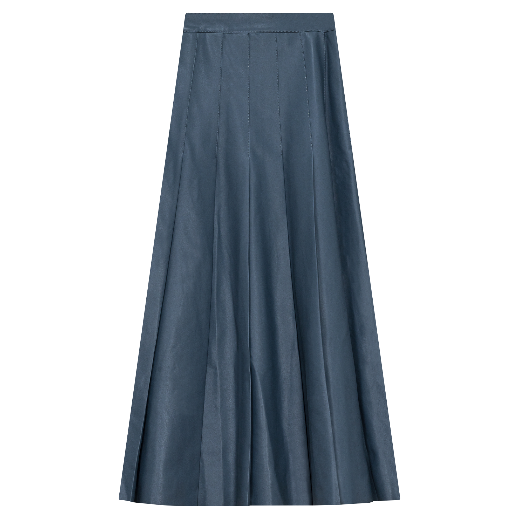 Leather Pleated Midi Skirt