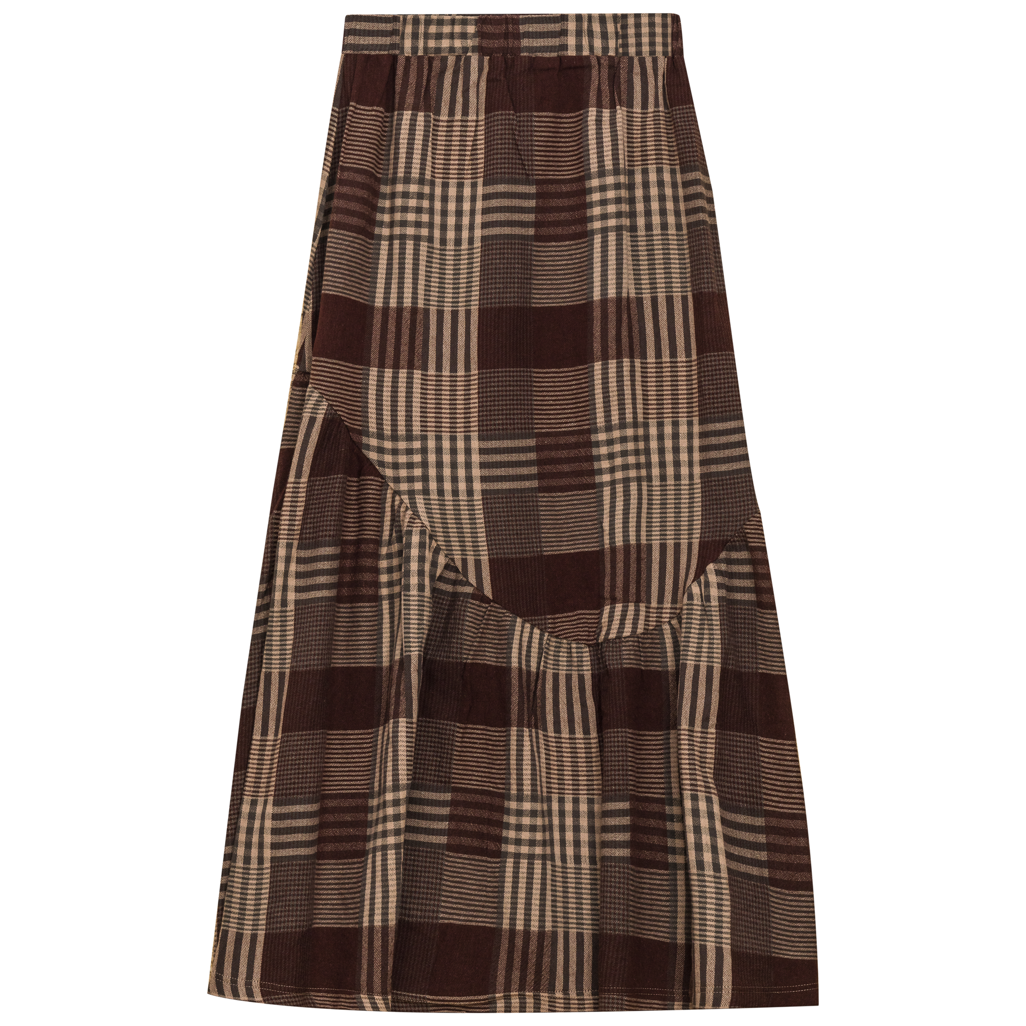 Woven Plaid Midi Skirt