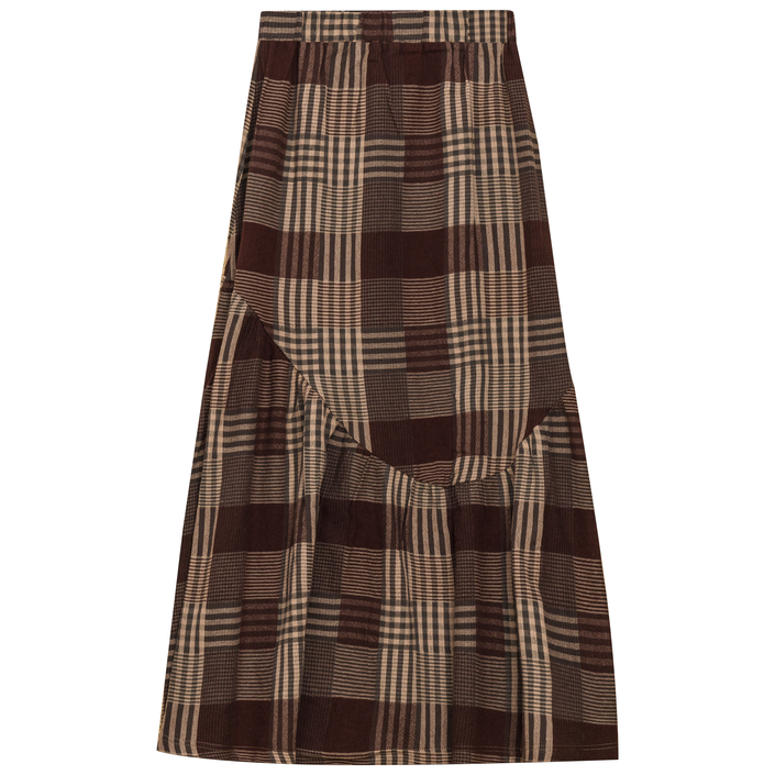 Woven Plaid Midi Skirt